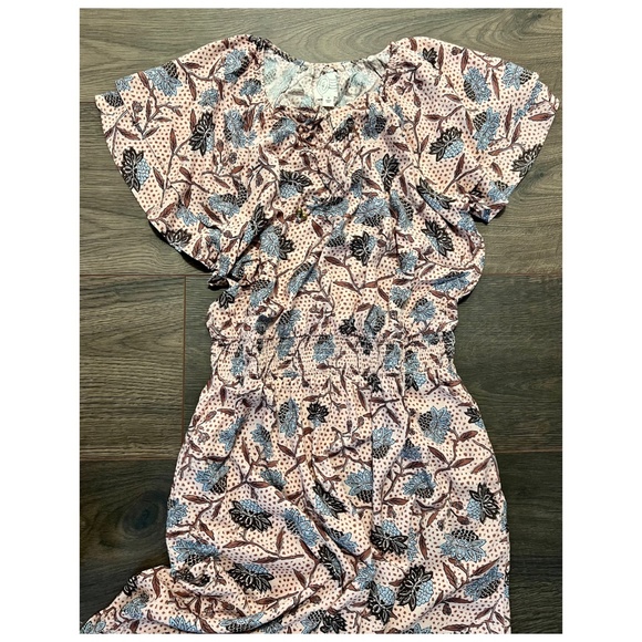 Destination 365 Printed Short Sleeve Midi Dress Smocking Pink Floral M, L or XL - Picture 4 of 4